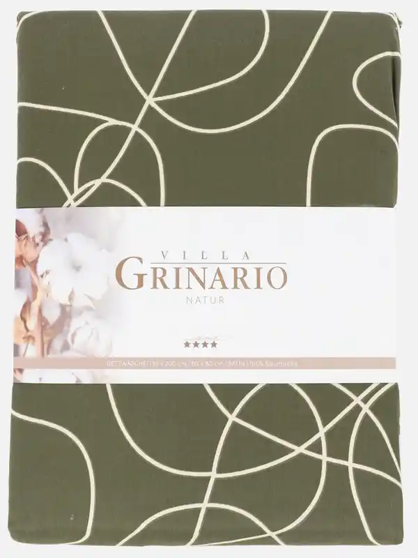 Bild 2 von Satin Bettwäsche, gemustert, 135x200cm Grün