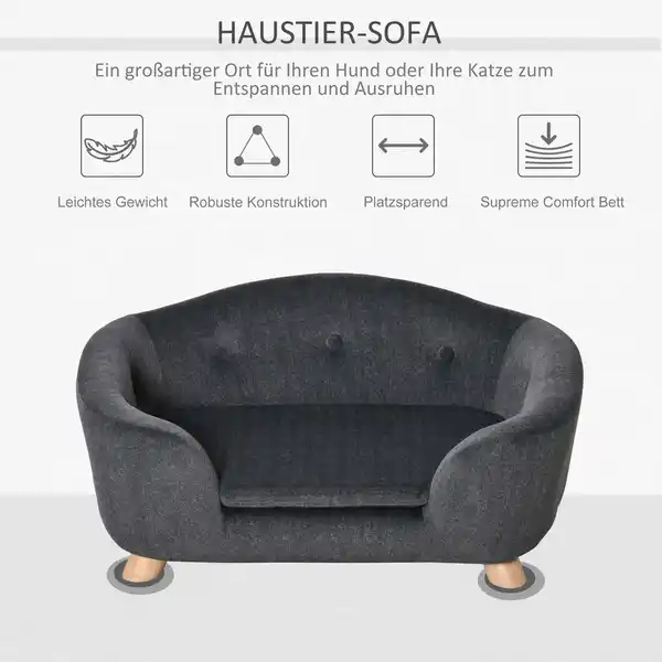 Bild 3 von Haustiersofa Hundematte Katzen Sofa mit Kissen Plüsch Dunkelgrau