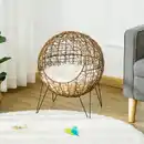 Bild 2 von Rattan Katzenkorb Katzenhöhle Katzenhütte Katzenbett mit Kissen erhöhtes Design Haustierbett Braun Ø