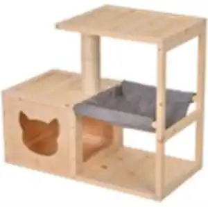 Katzenhaus mit Hängematte, Katzenkiste mit Sisalstamm, Katzenhöhle, Katzenbaum, Katzenaktivitätszent