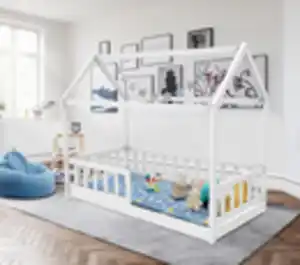 Kinderbett Hausbett 165 x 86 x 141 cm Kiefer massiv weiß