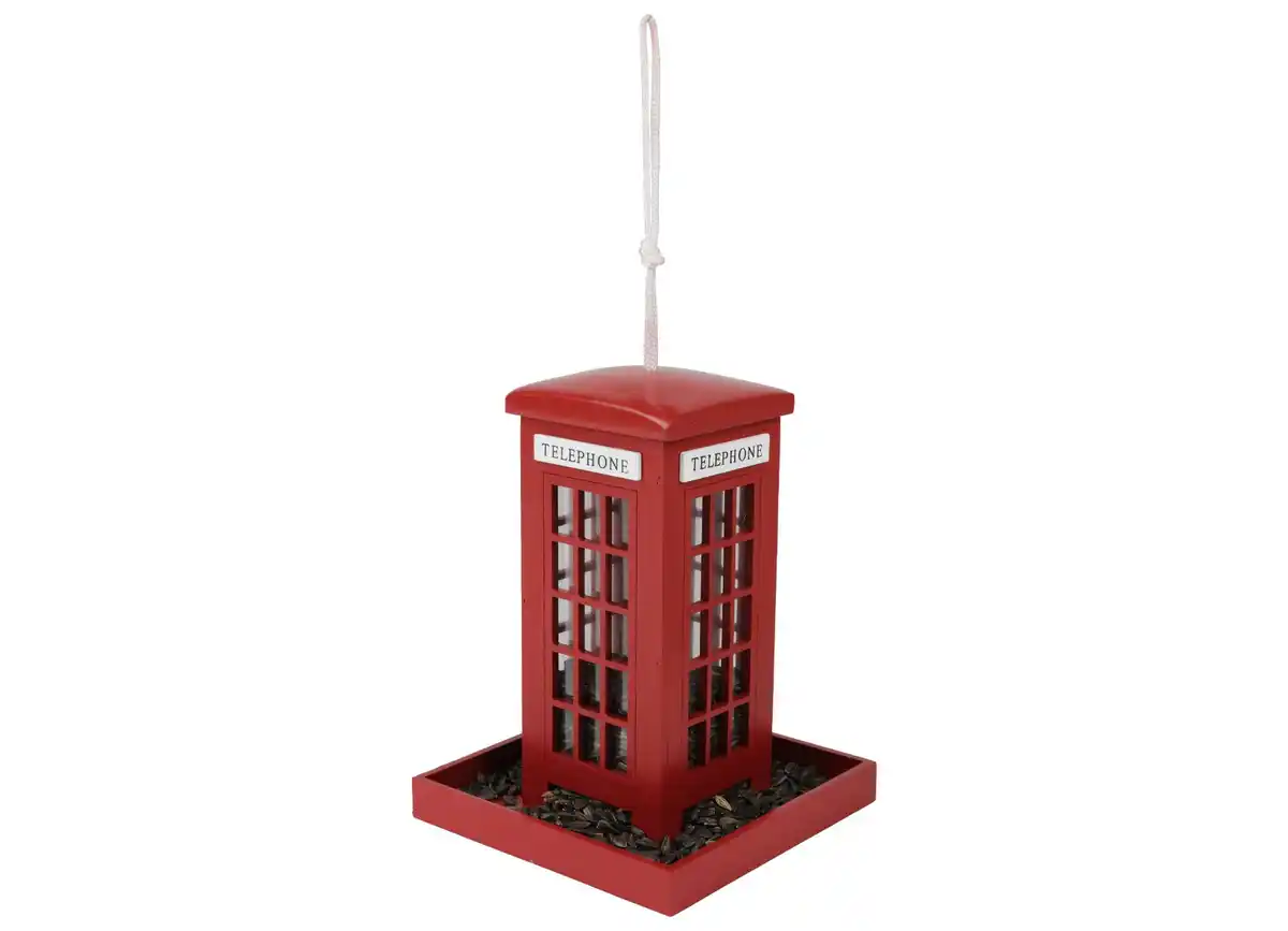 Bild 1 von Futterstelle Rote Telefonzelle aus Holz 15,5x15,5x21cm