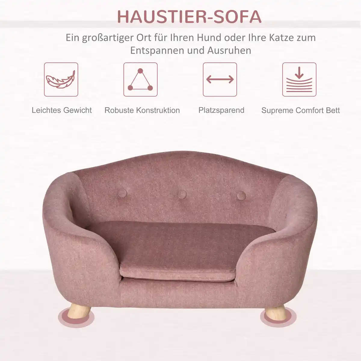 Bild 4 von Haustiersofa Hundematte Katzen Sofa mit Kissen Plüsch Rosa