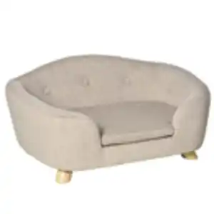 Haustiersofa Hundematte Katzen Sofa mit Kissen Plüsch Cremeweiß