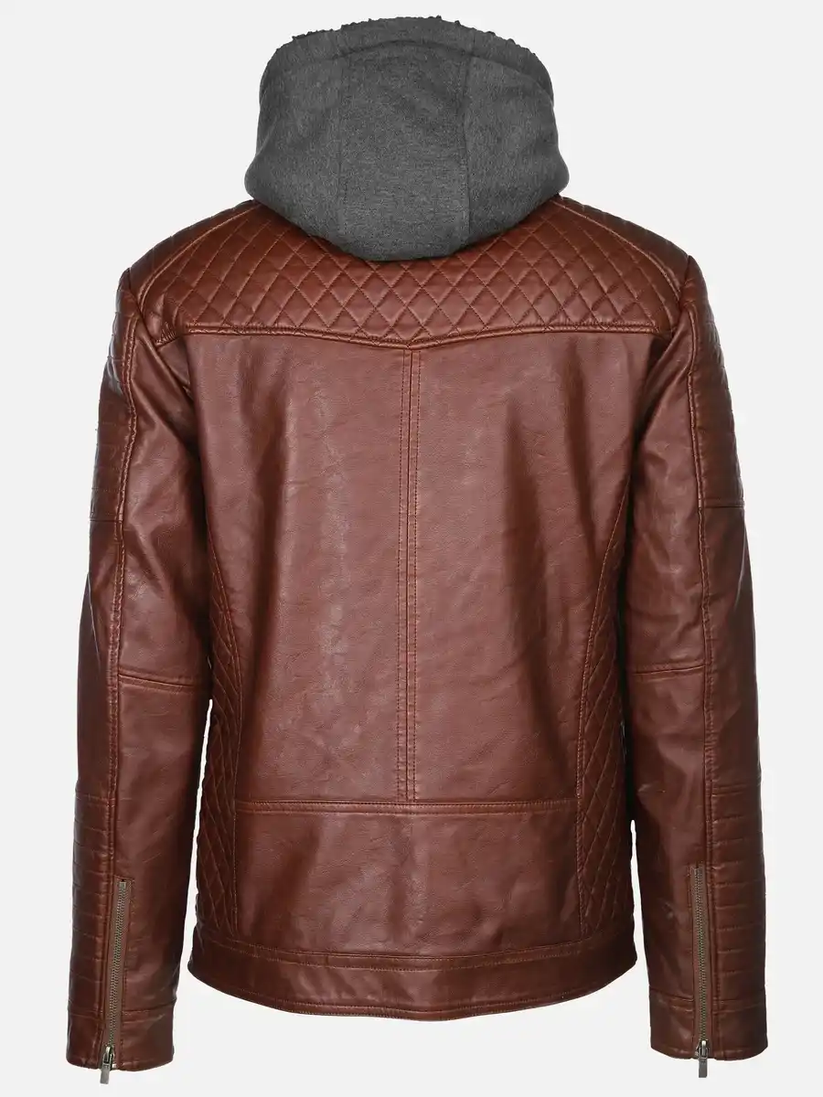 Bild 2 von Herren Bikerjacke 2in1 mit Kapuze Braun