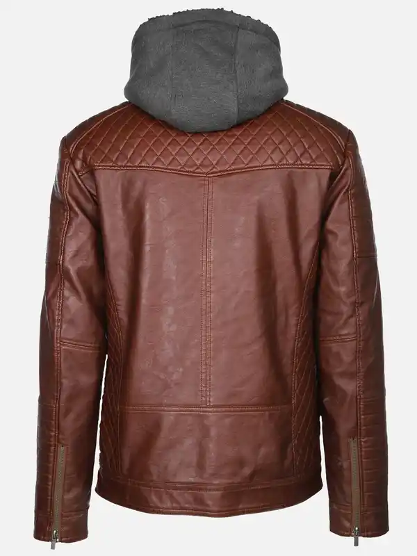 Bild 2 von Herren Bikerjacke 2in1 mit Kapuze Braun