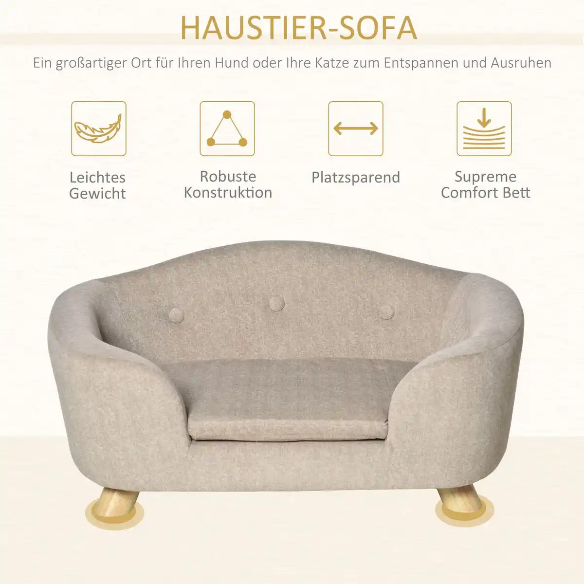 Bild 4 von Haustiersofa Hundematte Katzen Sofa mit Kissen Plüsch Cremeweiß