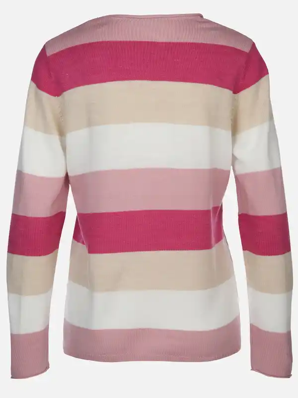 Bild 2 von Damen Strickpullover "Cashmere Like" mit Streifen Rosa