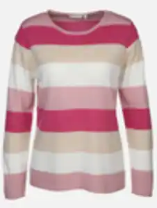 Damen Strickpullover "Cashmere Like" mit Streifen Rosa