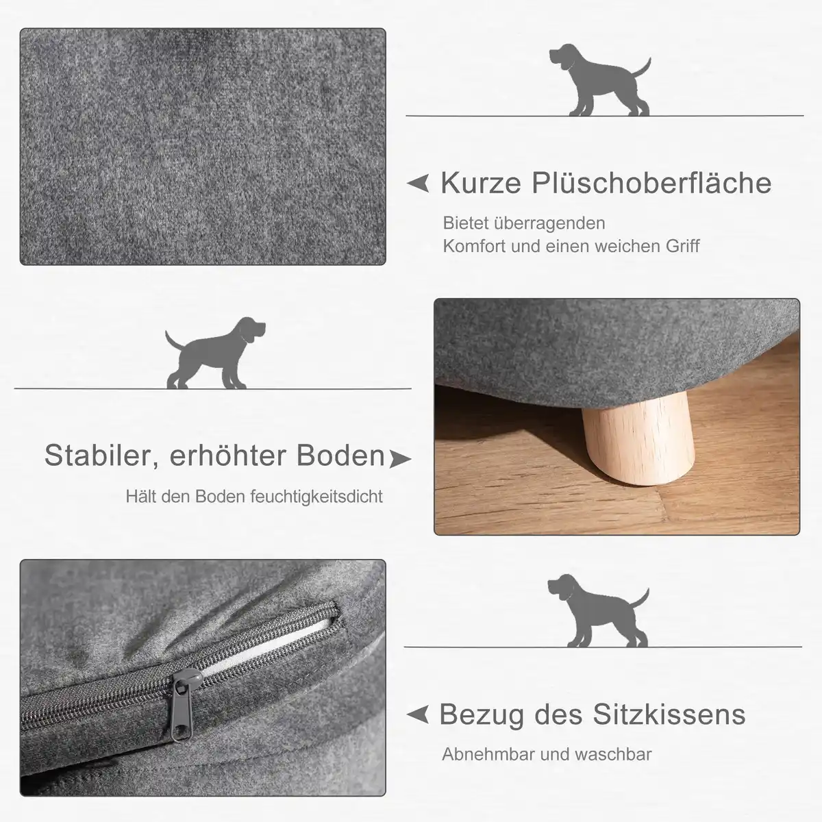 Bild 4 von Haustiersofa Hundematte Katzen Sofa mit Kissen Plüsch Dunkelgrau