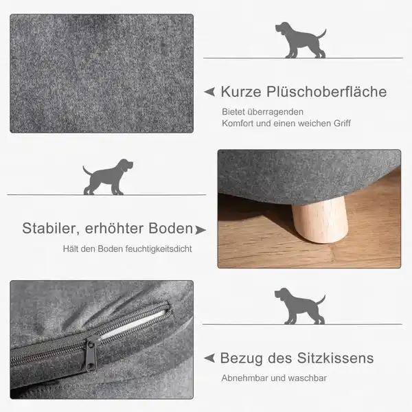 Bild 4 von Haustiersofa Hundematte Katzen Sofa mit Kissen Plüsch Dunkelgrau