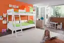Bild 1 von Relita Etagenbett STEFAN Buche massiv weiß lackiert mit Tunnel grün/orange