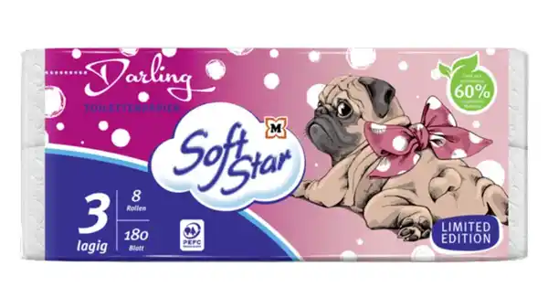 Bild 1 von SoftStar Mops Toilettenpapier 3-lagig