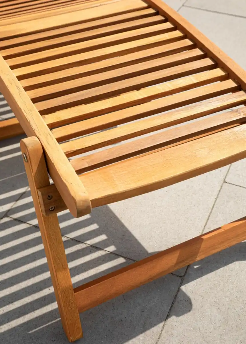Bild 3 von Holzliege mit Fußablage aus Akazienholz Sonnenliege Schwungliege