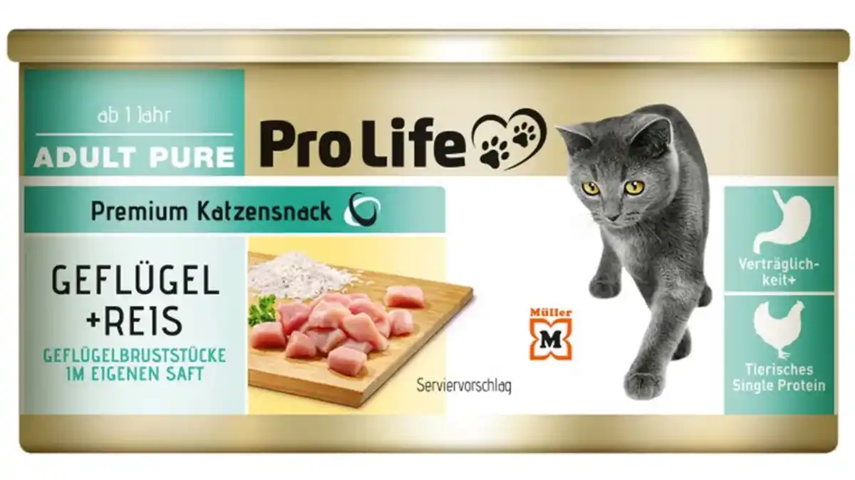 Bild 1 von Pro Life Katze Katzennassfutter in eigenem Saft - mit Geflügelbrustfilet und Reis