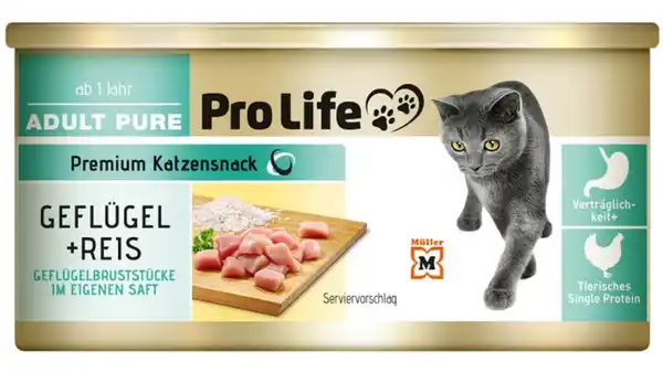 Bild 1 von Pro Life Katze Katzennassfutter in eigenem Saft - mit Geflügelbrustfilet und Reis