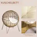 Bild 1 von Rattan Katzenkorb Katzenhöhle Katzenhütte Katzenbett mit Kissen erhöhtes Design Haustierbett Braun Ø