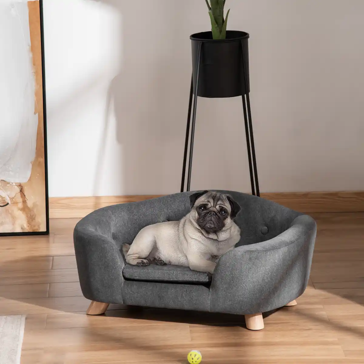 Bild 2 von Haustiersofa Hundematte Katzen Sofa mit Kissen Plüsch Dunkelgrau