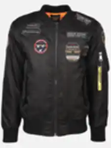 Herren Bomberblouson mit vielen Patches Schwarz