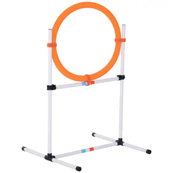 Bild 2 von Hundetrainingsset Springring für Haustier-Agility-Training tragbar PE Weiß + Orange 74,5 x 66 x 91 c