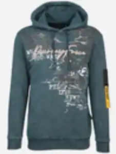 Herren Kapuzensweatshirt mit Print und Schrift Türkis