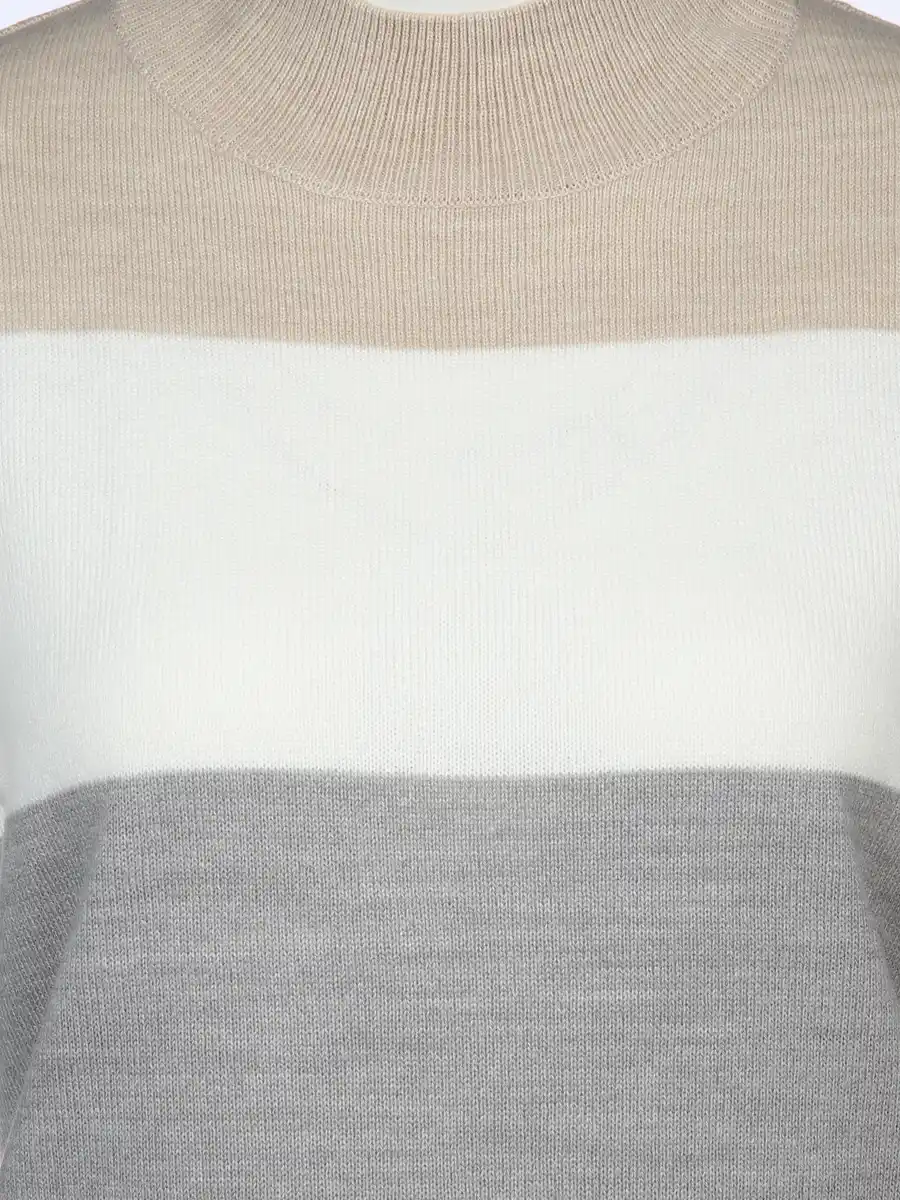 Bild 3 von Damen Strickpullover mit Streifen Beige