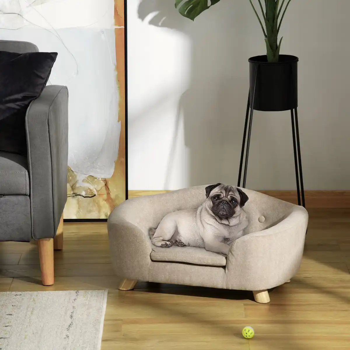 Bild 2 von Haustiersofa Hundematte Katzen Sofa mit Kissen Plüsch Cremeweiß