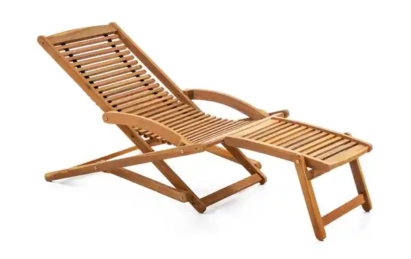 Bild 2 von Holzliege mit Fußablage aus Akazienholz Sonnenliege Schwungliege