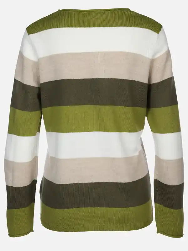 Bild 2 von Damen Strickpullover "Cashmere Like" mit Streifen Grün