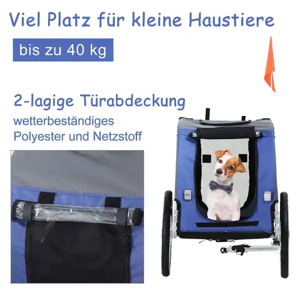 Bild 4 von Fahrradanhänger Haustier Hundeanhänger Regenschutz Oxfordstoff Blau