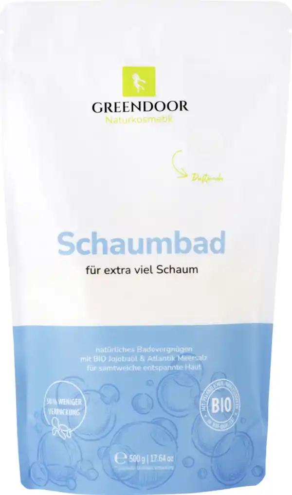 Bild 1 von GREENDOOR Schaumbad mit Bio Jojobaöl und Atlantik Meersalz, 500 g