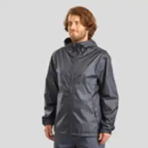 Regenjacke Naturwandern NH100 Raincut Full Zip Herren schwarz