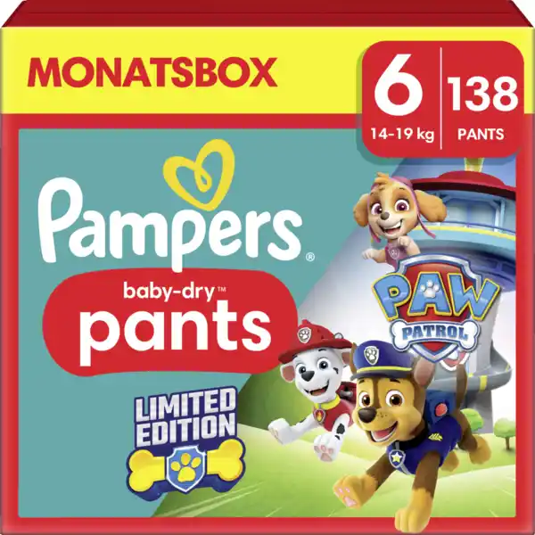 Bild 1 von Pampers Baby Dry Nappy Pants Gr.6 (14-19kg) Monatsbox Paw Patrol