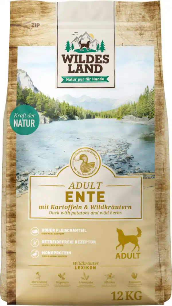 Bild 1 von Wildes Land Hundefutter Ente mit Kartoffeln und Wildkräutern, 12 kg