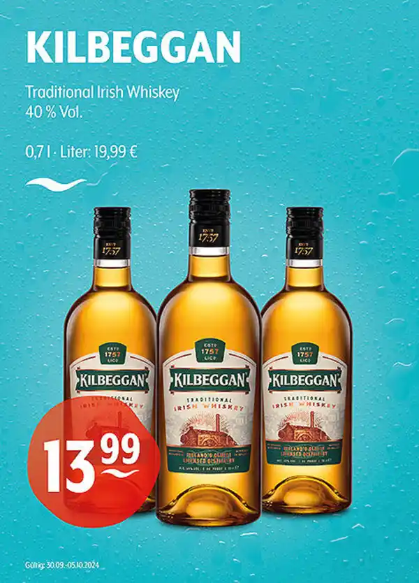 Bild 1 von KILBEGGAN Traditional Irish Whiskey 40 % Vol.