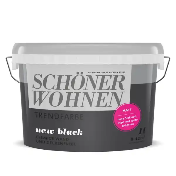 Bild 1 von Schöner Wohnen Farbe Trendfarbe 'New Black' schwarz matt 1 l