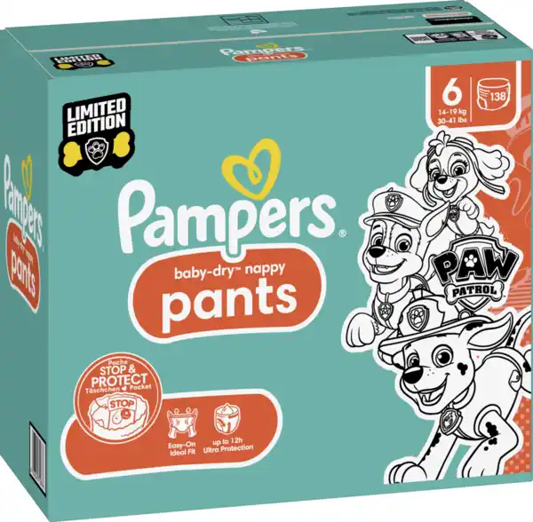 Bild 1 von Pampers Baby Dry Nappy Pants Gr.6 (14-19kg) Monatsbox Paw Patrol