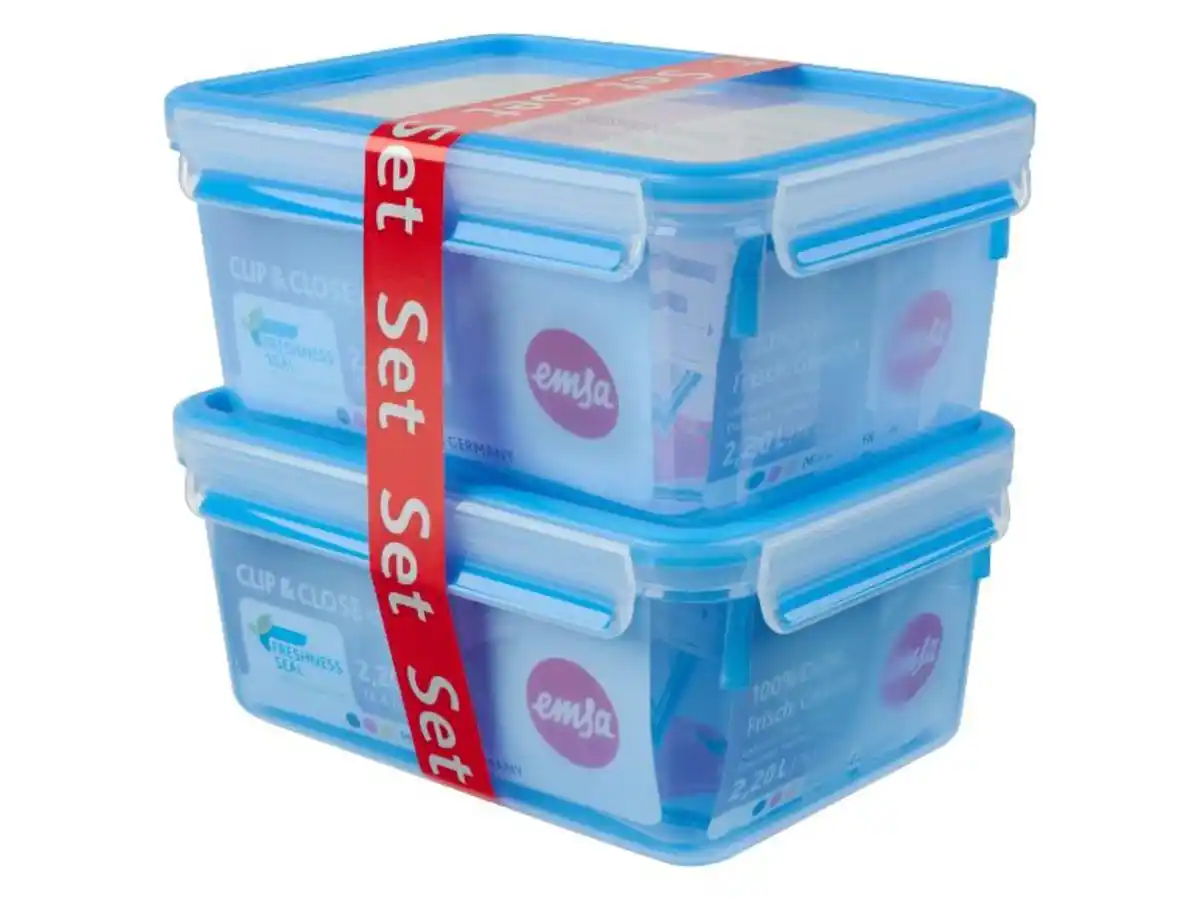 Bild 1 von emsa CLIP & CLOSE Essential Frischhaltedosen 2er-Set, 2,2 l