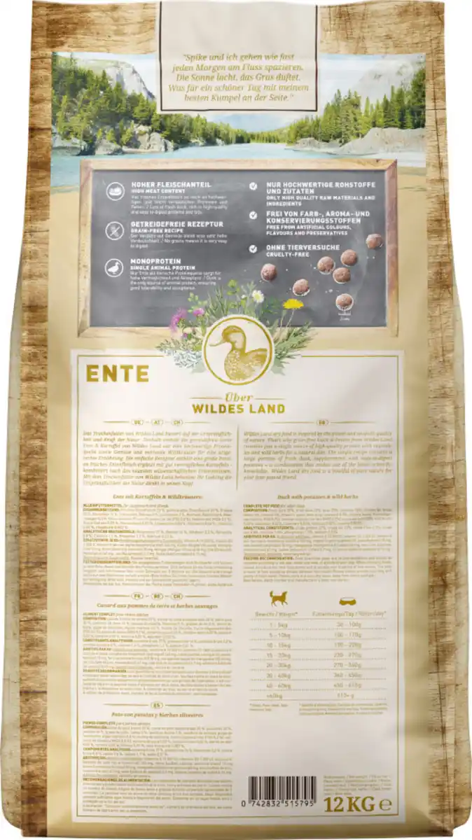 Bild 2 von Wildes Land Hundefutter Ente mit Kartoffeln und Wildkräutern, 12 kg