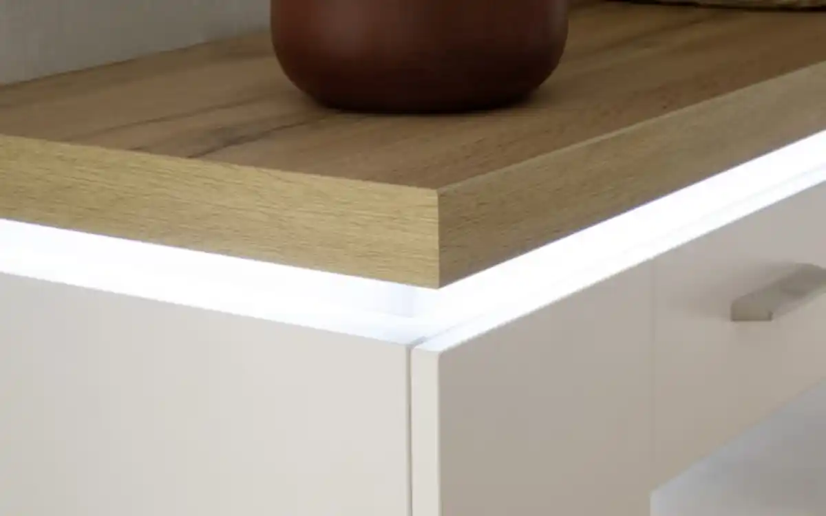 Bild 3 von MCA furniture - Wohnwand Cali, weiß, Wotan Eiche Nachbildung, inklusive Deckblattbeleuchtung