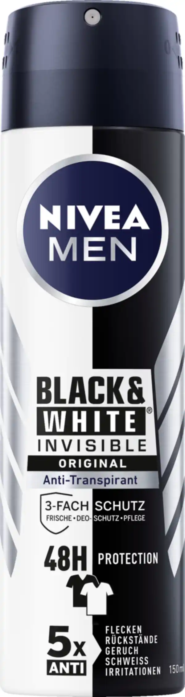 Bild 1 von NIVEA MEN Anti-Transpirant Spray Black & White Invisible Original, 150 ml