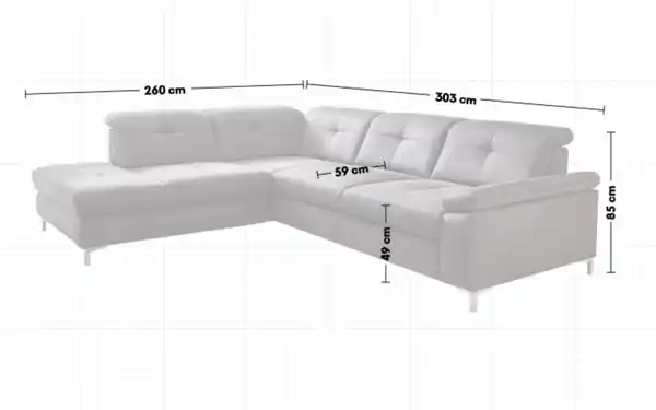 Bild 3 von Wohnlandschaft MP-IN20050, grau, inkl. Sitztiefenverstellung
