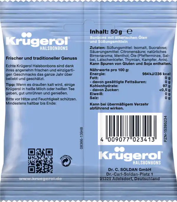 Bild 1 von Krügeröl Halsbonbons zuckerfrei, 50 g