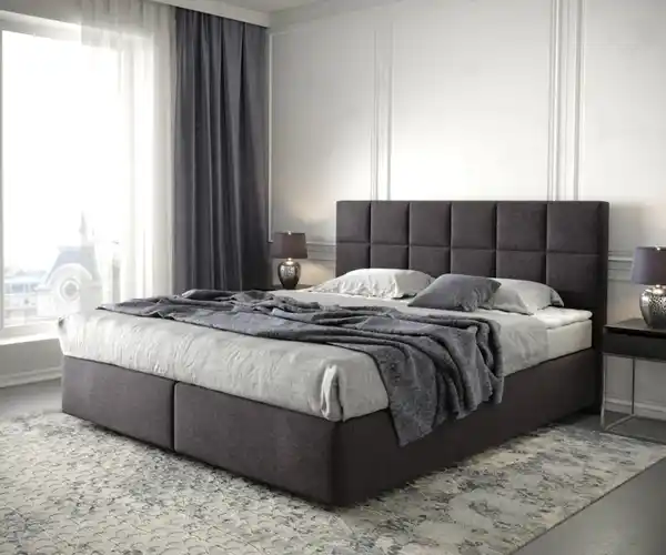 Bild 1 von Boxspringbett Dream-Fine 180x200 cm Mikrofaser Schwarz mit Matratze und Topper