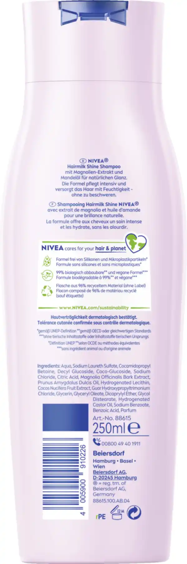 Bild 2 von NIVEA Hairmilk Shine Glanz Shampoo, 250 ml