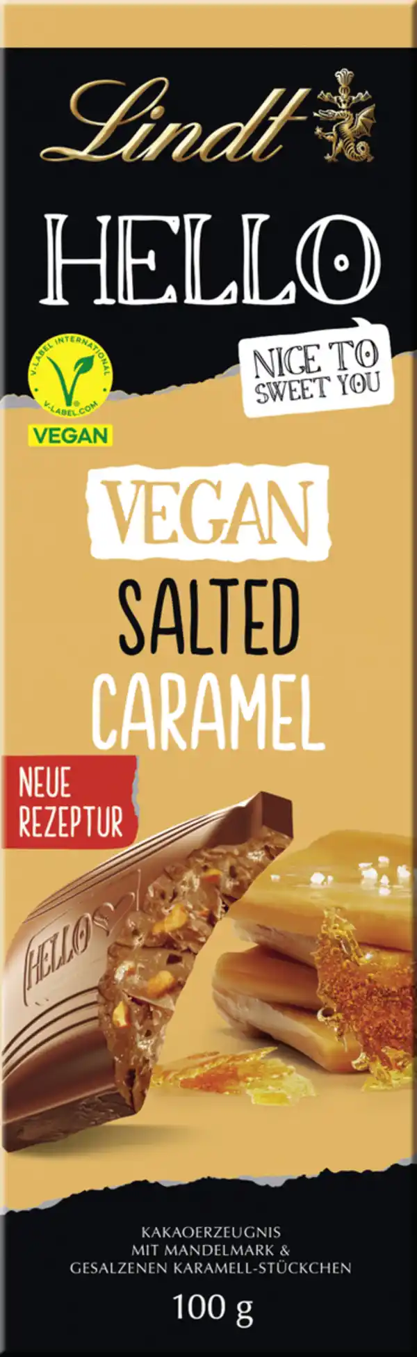 Bild 1 von Lindt HELLO Vegan Salted Caramel Tafel, 100 g