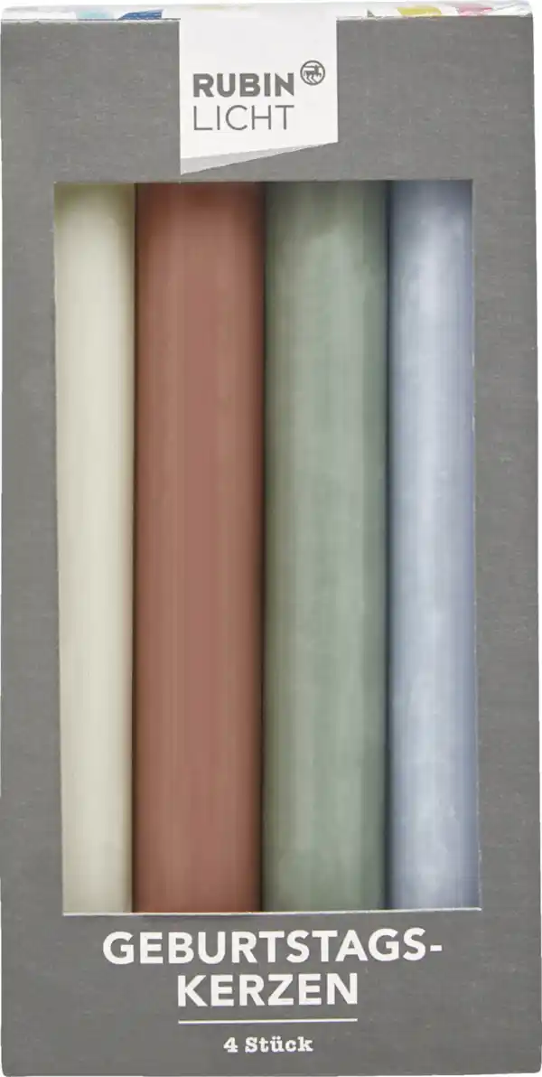 Bild 1 von RUBIN LICHT 4ER SET GEBURTSTAGSKERZEN