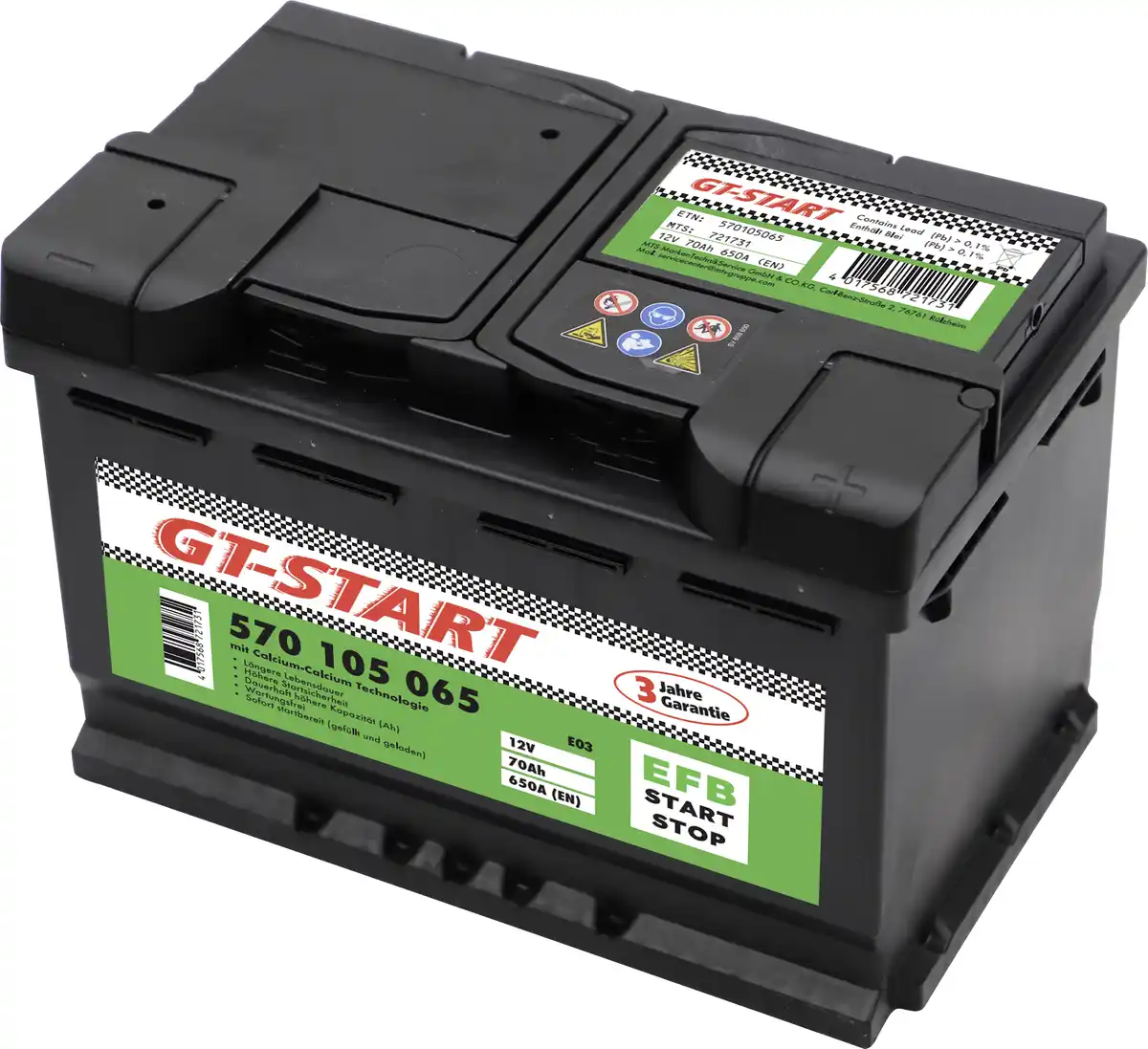 Bild 1 von GT-Start Starterbatterie EFB 70Ah 650A