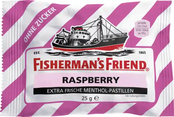 Bild 1 von Fisherman's Friend Extra Frische Menthol Pastillen mit Himbeergeschmack, 25 g