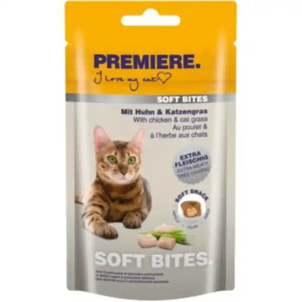 Bild 1 von PREMIERE Soft Bites Huhn & Katzengras 40 g